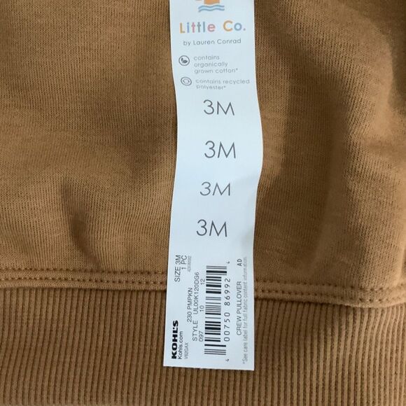 NWT!! Pumpkin Lightweight Sweatshirt Orange/Brown 3Month Old - Picture 3 of 6